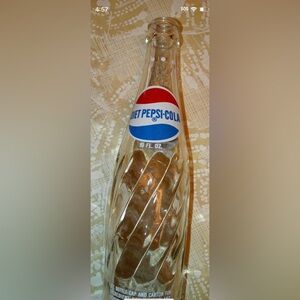 Vintage 1970’s Diet Pepsi-Cola 10 oz Swirled Glass Soda Bottle